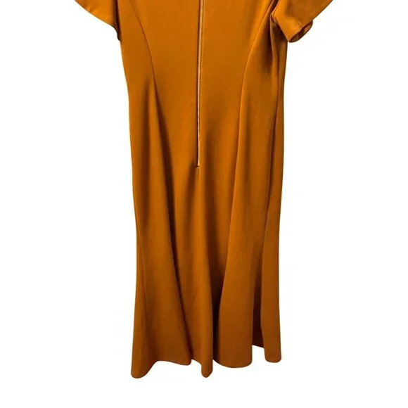 Marc New York Brown Midi Dress W/ Pleated Puff Sleeves size 8 Dress - Picture 10 of 12